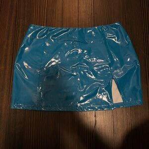 Blue Vinyl Mini Skirt